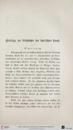 Beiträge zur Geschichte der bairischen Kunst