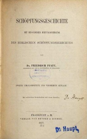 Schöpfungsgeschichte : mit besonderer Berücksichtigung des biblischen Schöpfungsberichtes