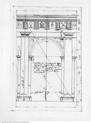 Trattato dell' ordine cinquen e dell' architettura civile, Die Dorische Ordnung ohne Sockelung in Verbindung mit einer Bogenstellung