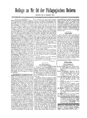Aus Hamburg : (Fortsetzung aus dem Hauptblatt) ; Beilage zu Nr. 51 der Pädagogischen Reform
