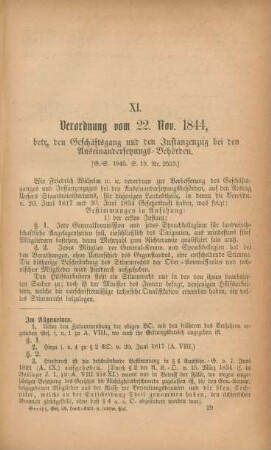 XI. Verordnung vom 22. Nov. 1844