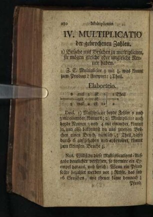 IV. Multiplicatio der gebrochenen Zahlern