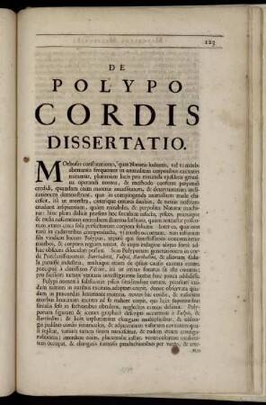 De Polypo Cordis Dissertatio.