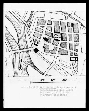 Plan des Stadtkerns von Montauban (Tarn-et-Garonne)