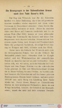 Die Bewegungen in der Schwedischen Armee nach dem Tode Baner's 1641