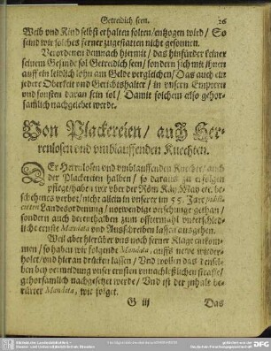 Von Plackereien, auch Herrenlosen und umlauffenden Knechten
