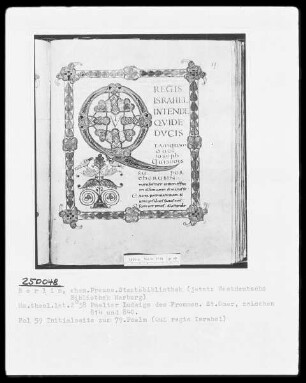 Psalter Ludwigs des Deutschen — Initiale Q und Vollbordüre, Folio 59recto