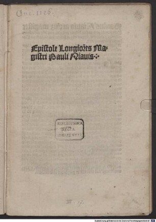 Epistulae longiores : mit Widmungsbrief des Autors an Andreas Hubner