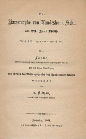 Die Katastrophe von Landeshut in Schl. am 23. Juni 1760