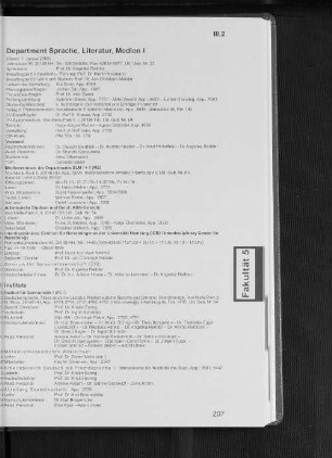 Department Sprache, Literatur, Medien I
