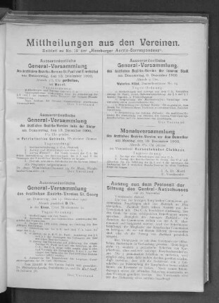 Mittheilungen aus den Vereinen.