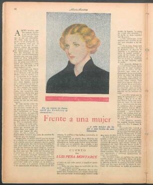 Frente a una mujer : Cuento por Luis Peña Montarce