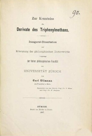 Zur Kenntniss der Derivate des Triphenylmethans