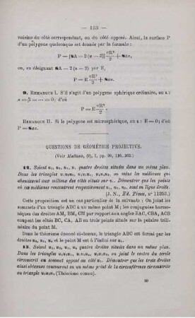 QUESTIONS DE GÉOMÉTRIE PROJECTIVE.