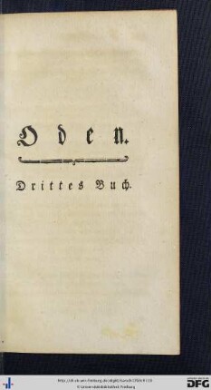 Oden. Drittes Buch.