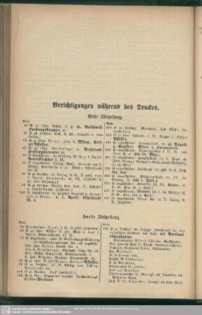 Berichtigungen während des Druckes