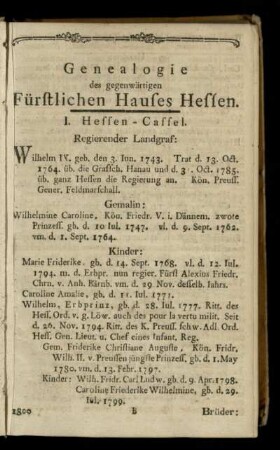 Genealogie des genwärtigen Fürstlichen Hauses Hessen