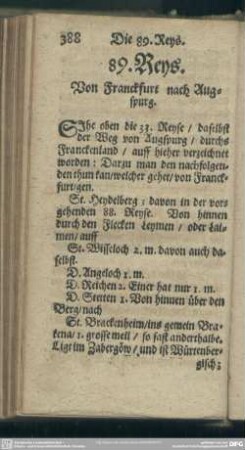 89. Reys. Von Franckfurt nach Augspurg