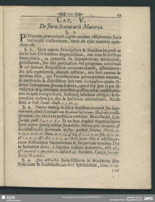Cap. V. De Iuris Statutarii Materia