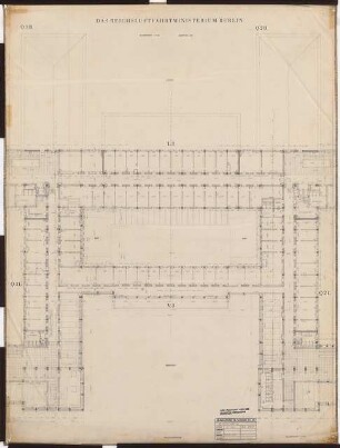 Reichsluftfahrtministerium, Berlin: Teilgrundriss L3/Q2/Q3 1:100 (6. OG)