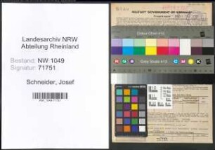 Entnazifizierung Josef Schneider , geb. 20.11.1909 (Moebelhaendler)