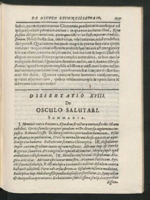 Dissertatio XVIII. De Osculo Salutari.
