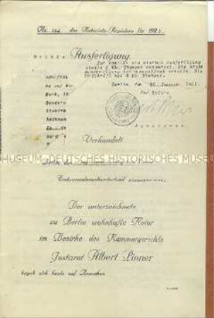 Geschäftsbericht für das Geschäftsjahr 1919/20 mit beglaubigtem Protokoll der Generalversammlung - Sachkonvolut