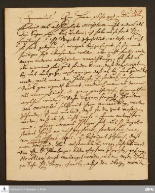 Brief von August Hermann Francke an Johann Daniel Herrnschmidt.