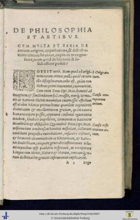 De philosophia et artibus.