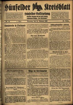 Zweite Ausgabe vom Dienstag, den 21. Februar 1933.