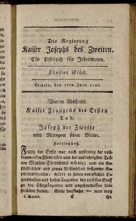 Fünftes Stück. Leipzig, den 7ten Juni 1790. - Achtes Stück. Leipzig, den 28sten Juni 1790.