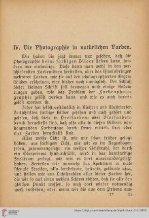 IV. Die Photographie in natürlichen Farben