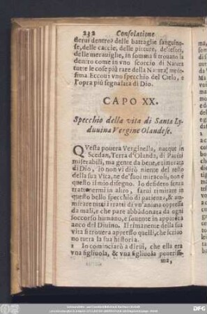 Capo XX. Specchio della vita di Santa Lyduvina Vergine Olandese.