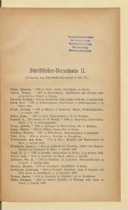 Schriftsteller-Verzeichnis II