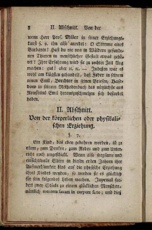 II. Abschnitt. Von der körperlichen oder physikalischen Erziehung.