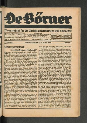 Siedlergemeinschaft - Wirtschaftsgenossenschaft?