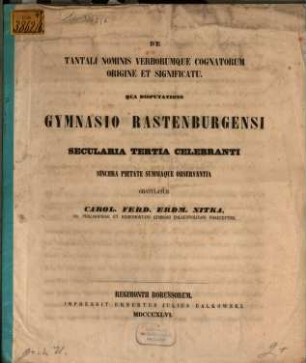 De Tantali nominis verborumque cognatorum origine et significatu