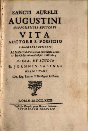 S. Aurelii Augustini Hipponensis episcopi vita