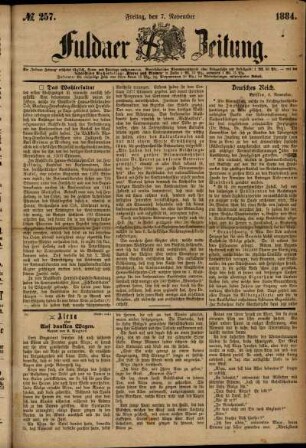 Ausgabe vom Freitag, den 07. November 1884.