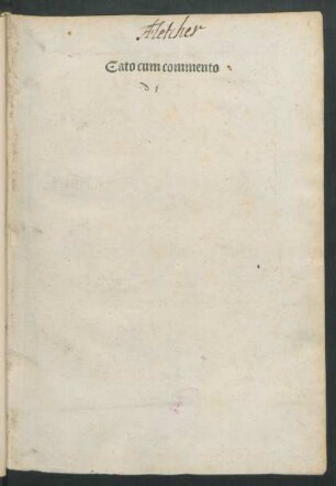 Cato (vulgo Disticha Catonis). Mit Kommentar ‘Summi deus largitor praemii’