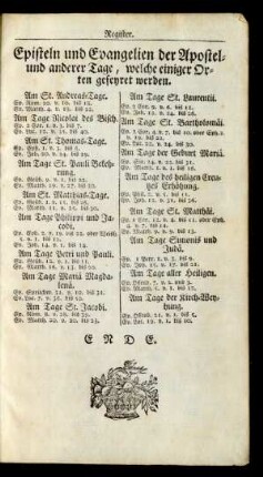 Episteln und Evangelien der Apostel- und anderer Tage, welche einiger Orten gefeyret werden