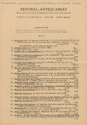 Nr. 399: Ausländische Zeitschriften Teil II