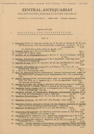 Nr. 399: Ausländische Zeitschriften Teil II