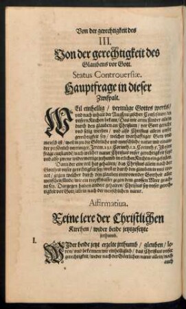 III. Von der gerechtigkeit des Glaubens vor Gott.
