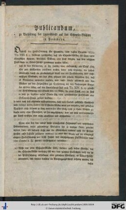 Publicandum, zu Verhütung der Unterschleife auf den Schneide-Mühlen in Pommern.
