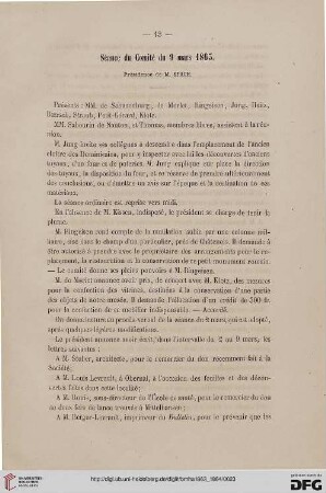 Séance du Comité du 9 mars 1863