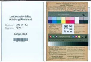 Entnazifizierung Karl Lange , geb. 12.12.1889 (Verwaltungsdirektor)