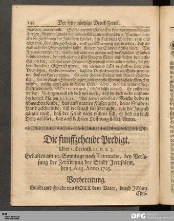Die funffzehende Predigt.