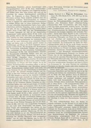 282-283 [Rezension] Jansen, Bernhard, Wege der Weltweisheit