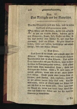 Kap. IV.: Das Noethigste aus der Naturlehre